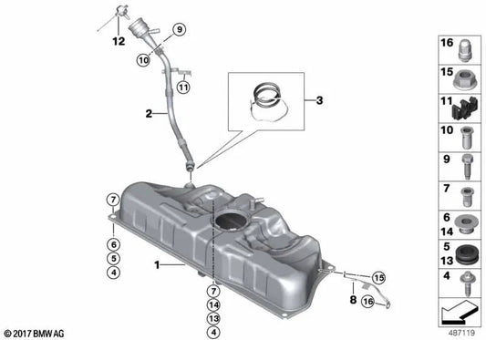 Cavo di massa per BMW I, I12, I15 (OEM 16117391720). BMW originale.