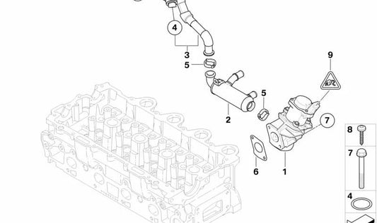 Válvula EGR OEM 11717804950 para MINI R55, R56 (Cooper D, One D). Compatible con versiones manuales y automáticas de 2007 a 2010. Original MINI.