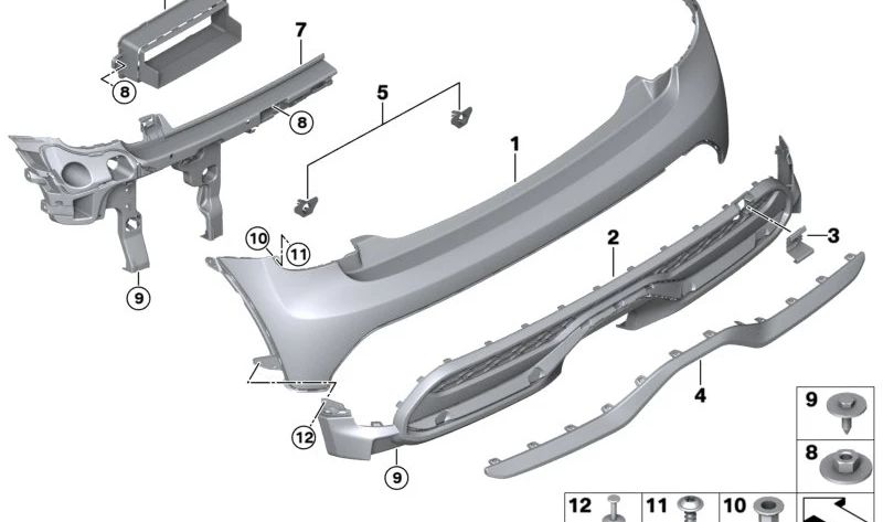 Paramento para parachoques trasero imprimado OEM 51115A40E35 para MINI F56 LCI, F55 LCI, Cabrio F57 LCI. Original MINI.
