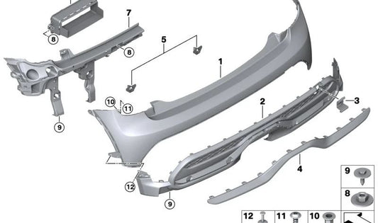 Revestimiento parachoques trasero inferior OEM 51125A3C9B6 para MINI Cooper S F56, F57 con PDC. Original MINI.
