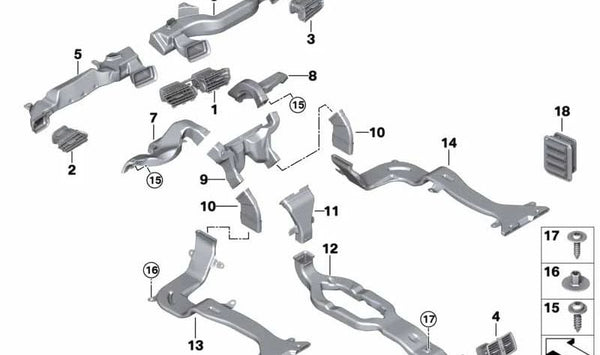 Conducto de aire frío derecho OEM 64229292189 para BMW F48, F39. Original BMW.
