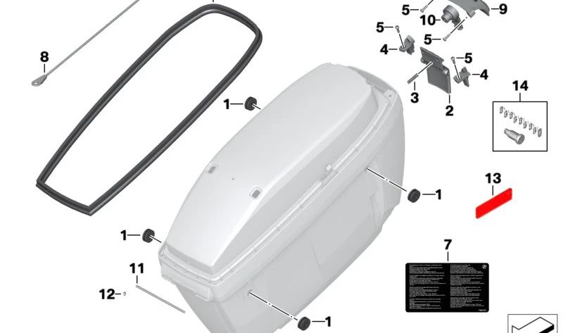 Asidero cóncavo de maleta OEM 46547683003 para motos BMW R 1200 RT, R 1250 RT, F 750 GS, F 800 GS, F 850 GS, F 900 GS, CE 04... y más. Original BMW Motorrad