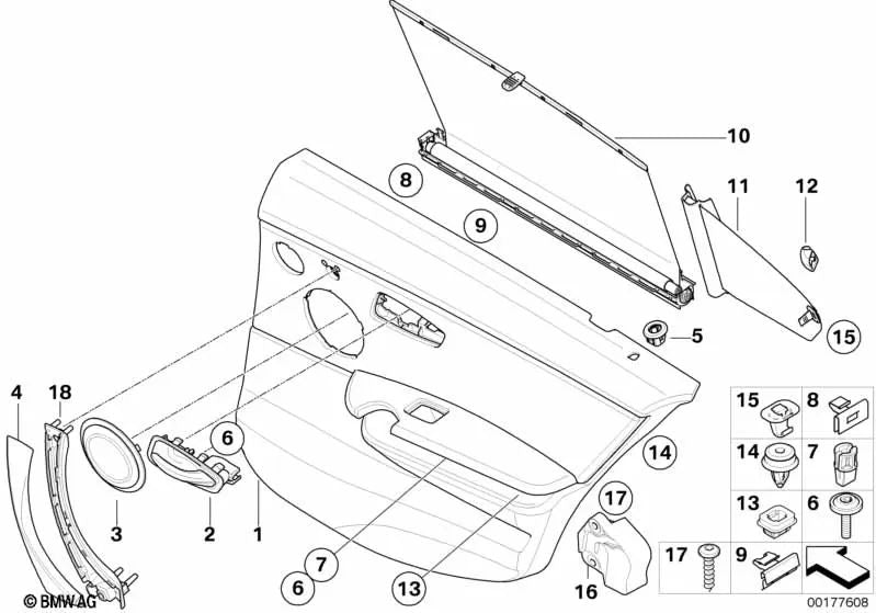 Persiana para ventana triangular izquierda para BMW Serie 3 E90, E90N (OEM 51357129811). Original BMW