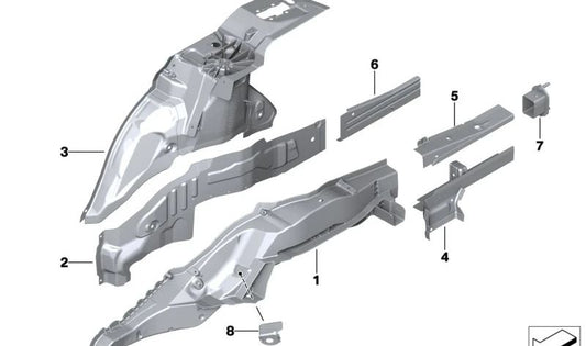 Estensione della traversa laterale sinistra per la serie BMW 7 G70 (OEM 41118844273). BMW originale.