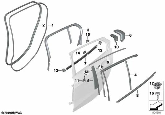 Rear door edge protector for BMW 1 Series F40 (OEM 51729880689). Original BMW.