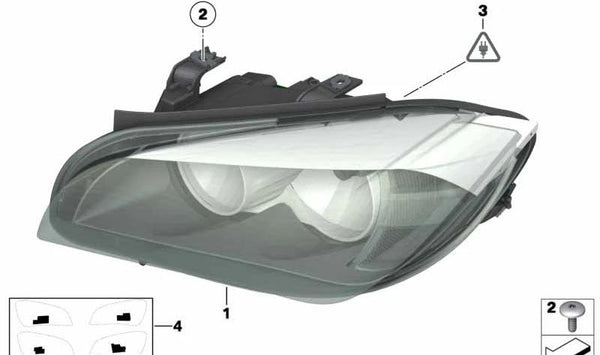 Faro delantero derecho Bi-Xenón con AHL OEM 63117290270 para BMW X1 E84 (todos los modelos compatibles). Pieza original BMW.