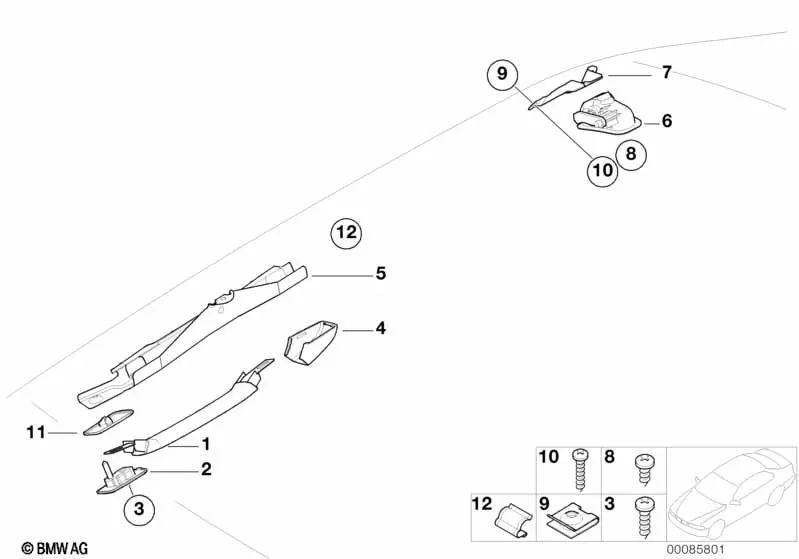 Perscha für Kleidung für BMW Serie 3 E46, E92, E92N Serie 4 F36, F36N Serie 6 E63, F06, F13 I12 (OEM 51169150380). Original BMW.