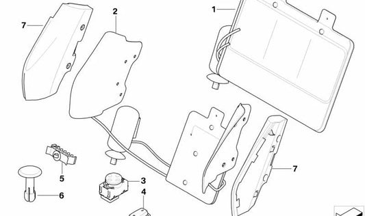 Support lombaire avec ajustement à contre-courant gauche OEM 52109113359 pour BMW E93. BMW d'origine.