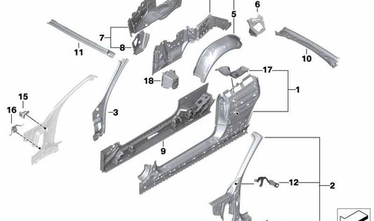 Pilar A exterior izquierdo OEM 41217347313 para BMW Serie 2 Cabrio F23 (modelos 218d) con tracción trasera. Compatible con versiones manuales y automáticas. Original BMW.