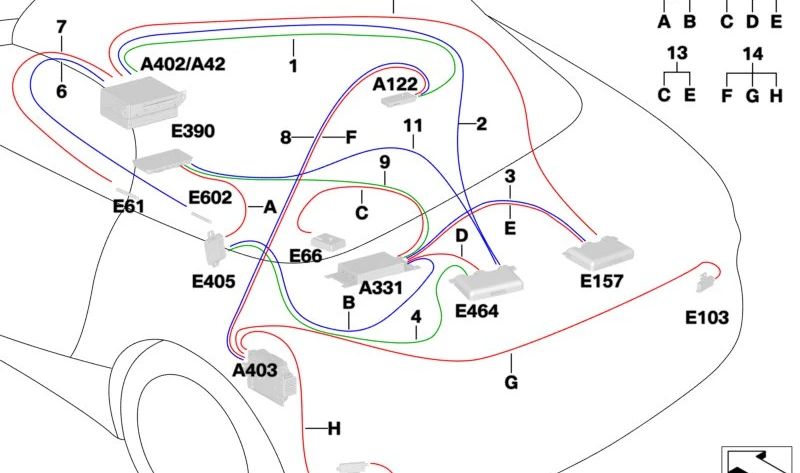 Cable de antena Bluetooth OEM 61118718056 para BMW Z4 G29. Longitud 745 mm. Repuesto original BMW.