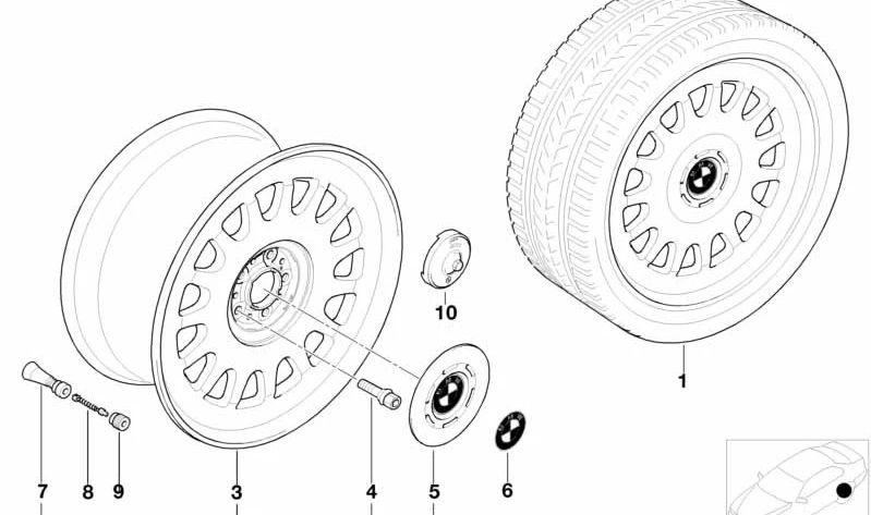 Copertina di copertina (Emblema BMW) OEM 36131181897 per la serie BMW 7 E38. BMW originale.