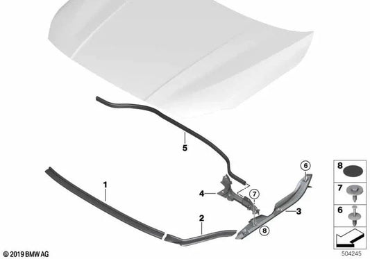 Scellant de la paroi latérale droite pour la série BMW 1 F40, série 2 F44 (OEM 51767450920). BMW d'origine