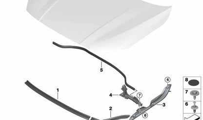 Left pond of the front hood OEM 51767476909 for BMW F40, F44. Original BMW.
