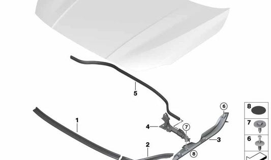 Joint du panneau latéral supérieur gauche pour BMW F40, F44 (OEM 51767450919). BMW d'origine