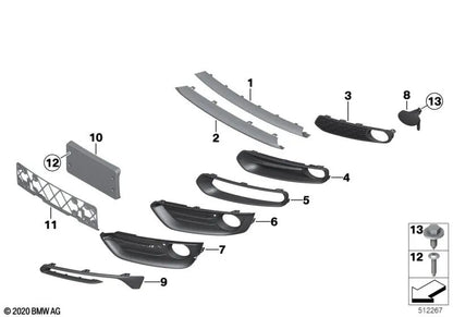 Rejilla cerrada izquierda para BMW F22, F23 (OEM 51117343731). Original BMW.