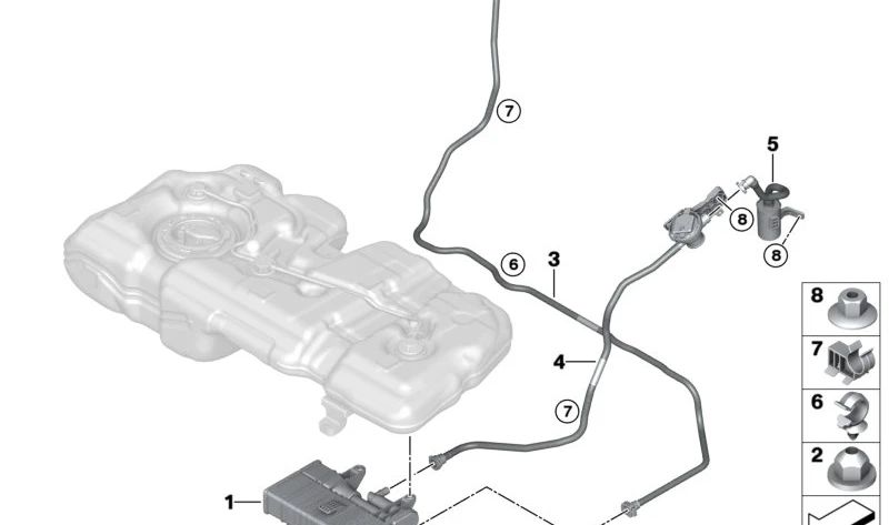 OEM 16118742482 Kraftstofftanklüftungsrohr für BMW U06, U11, U12, U10, U25. Original BMW.