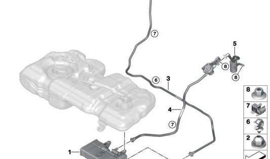 OEM 16118742482 Kraftstofftanklüftungsrohr für BMW U06, U11, U12, U10, U25. Original BMW.