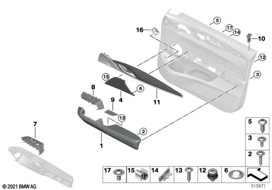 Fineline door trim front right for BMW G32, G32N (OEM 51419460214). Original BMW.