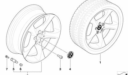 Válvula de aire para neumáticos OEM 36136775937 para BMW E90, E91, E92, E93. Original BMW.