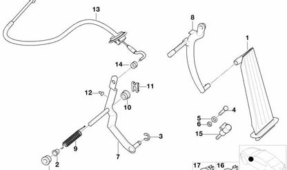 Câble d'accélérateur pour plusieurs modèles BMW (OEM 35412228506). BMW d'origine