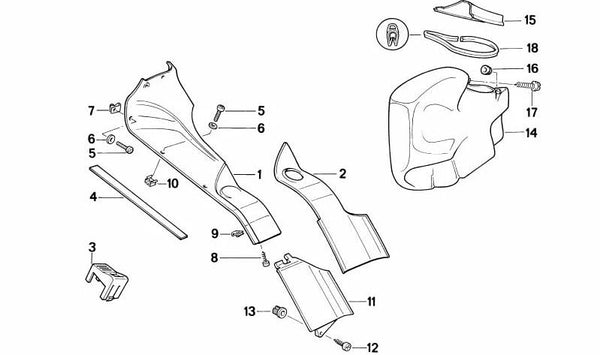 Cubierta derecha OEM 46632308064 para BMW Motorrad KK58K (K 100 RS) 1988-1993. Pieza de recambio original BMW Motorrad.