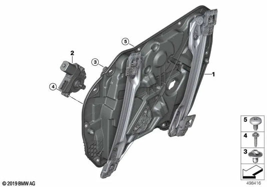 Front Left Door Support for BMW F40 (OEM 51337465247). Original BMW.