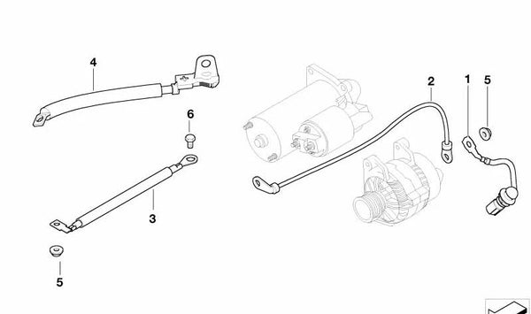 Cable de masa OEM 12427795520 para BMW E60, E61. Original BMW.