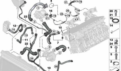 Turbocarger di scarico di raffreddamento del tubo di alimentazione per BMW E82, E88, E90, E91, E92, E93, E60N, E61N, F01, F02, E89 (OEM 11537558899). BMW originale