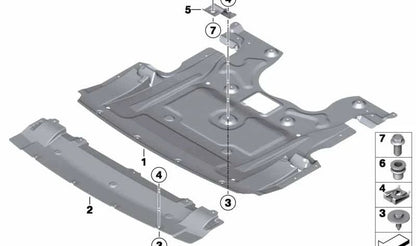 Protector bajo motor OEM 51758047450 para BMW F10, F11, F01, F02. Pieza de protección del motor original BMW.