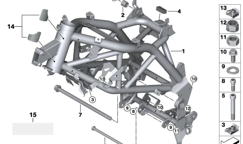 Eje oscilante OEM 33358554127 para motos BMW G 310 R, G 310 GS, G 310 RR. Original BMW Motorrad.