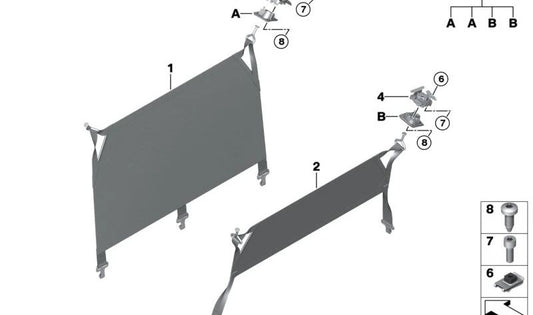 Cubierta de red de separación OEM 51475A097E8 para BMW U11. Original BMW.