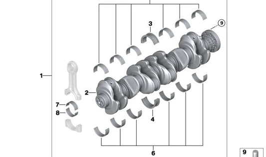 Cigüeñal sin cojinetes OEM 11217812954 para BMW F30 330d (varios motores y tracciones). Compatible desde 2012 hasta 2018. Pieza original BMW.