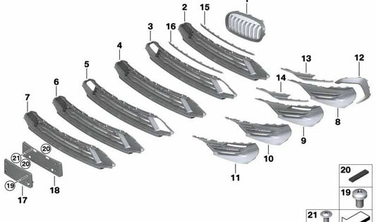 Parrilla central abierta OEM 51117460158 para BMW Serie 2 Active Tourer F45, Serie 2 Gran Tourer F46. Original BMW.