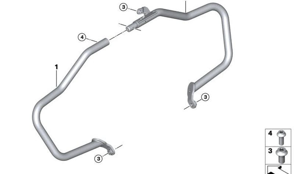 Protector de motor izquierdo negro OEM 77145A6A0C3 para BMW Motorrad R 18 (RK34, RK35, Classic, Roctane, B, Transcontinental). Original BMW Motorrad.