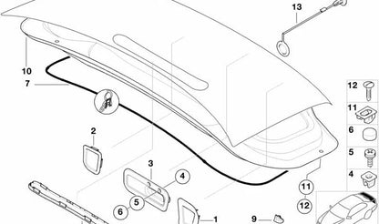 Tapón cierre salpicadero OEM 51161932255 para BMW E30, E36, E34, E63, E64, E31, Z1, Z3. Recambio original BMW.
