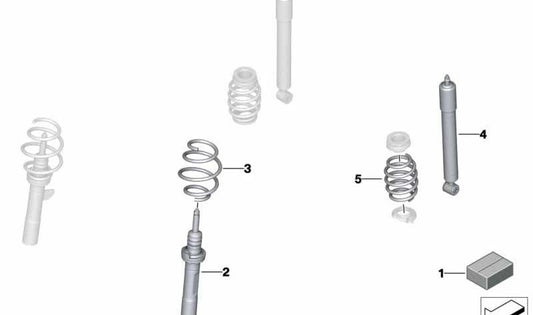 Amortiguador trasero OEM 33522464452 para MINI F56, F56 BEV, F55... y más. Original MINI.