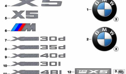 Emblema "X6" OEM 51147206121 para BMW E71, E72. Original BMW.
