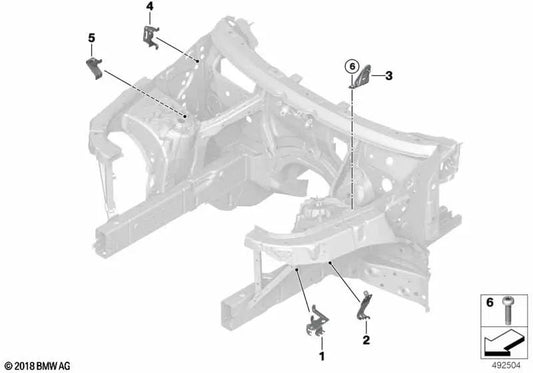 Suporte de mangueira de freio dianteiro esquerdo para BMW X5 F95, G05, G18, X6 F96, G06, X7 G07, XM G09 (OEM 41007933247) BMW originais.