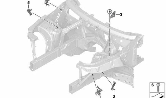 Soporte para latiguillo de freno delantero derecho OEM 41007933248 para BMW X5 {G05, G05N, F95, F95N, G18, G18N}, X6 {G06, G06N, F96, F96N}, X7 {G07, G07N, G09}. Pieza original BMW.