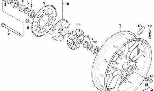 Soporte de rueda de cadena OEM 27717696772 para motos BMW G 650 X (K15). Original BMW Motorrad.