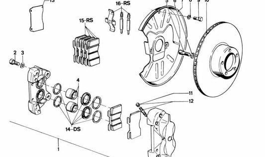 Kit de piezas de montaje frenos OEM 34111113667 para BMW E12, E24. Original BMW.