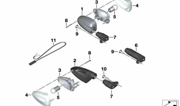 Reflector OEM 63137684950 para motos BMW R1200GS, F800GS, K1200R, F800R... y más. Original BMW Motorrad.