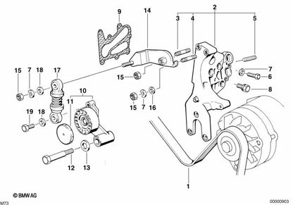 Correa de poli-V para BMW Serie 7 E38 (OEM 11288672070). Original BMW