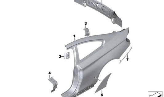 Refuerzo umbral derecho OEM 41217374406 para BMW F32, F32N, F82, F82N. Pieza original de carrocería para reparación o sustitución. Original BMW.