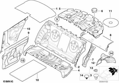 Aislamiento acústico del suelo del maletero para BMW Serie 3 E46 (OEM 51488204049). Original BMW