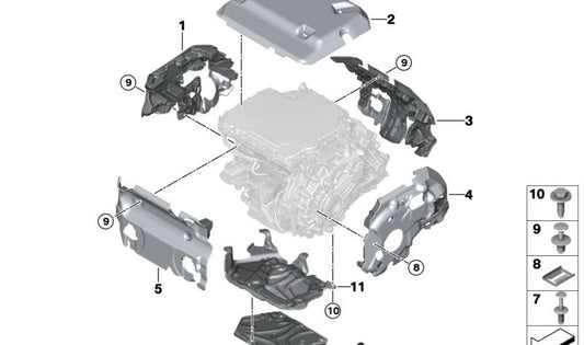 Akustikkapsel HEAT left for BMW 4 Series G26E, G26F, 5 Series G60, G61, G68, 7 Series G70, i I20, X3 G08E, G08F (OEM 17738744252). Genuine BMW.