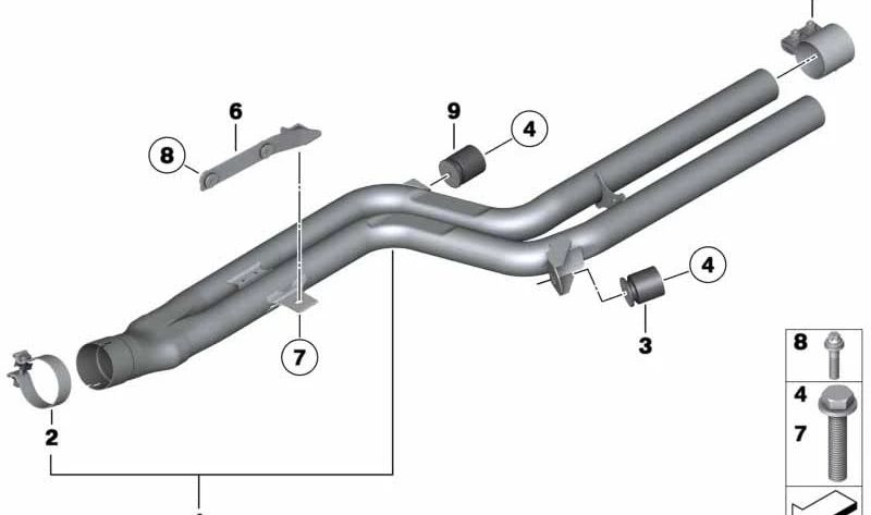 Vorrohr for BMW 5 Series F18, F18N, 7 Series F02N (OEM 18307649723). Genuine BMW
