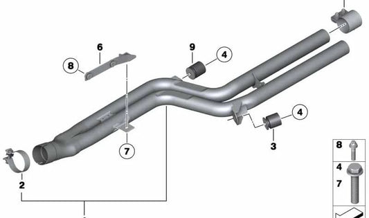 Vorrohr for BMW 5 Series F18, F18N, 7 Series F02N (OEM 18307649723). Genuine BMW