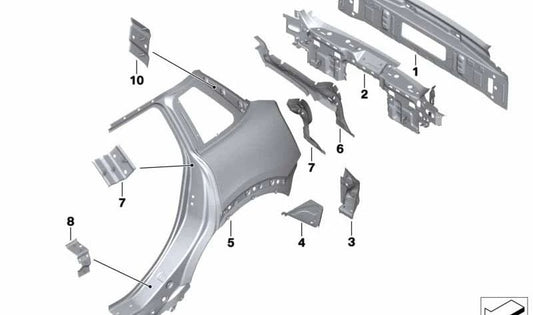 Chapa refuerzo montante D derecho OEM 41217407928 para MINI F55, F56, F65. Original MINI.