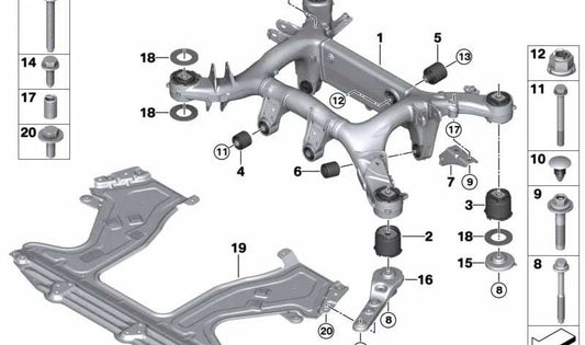 Supporto al braccio posteriore centrale OEM 33306887415 per la serie BMW 8 (G15, G16). BMW originale